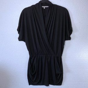 Rachel Rachel Roy Womens Sz Small Black Mini Dress Pockets A-Line V-Neck Casual